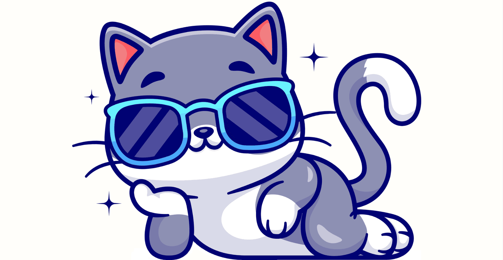 Dessin d'un chat qui pose avec des lunettes de soleil